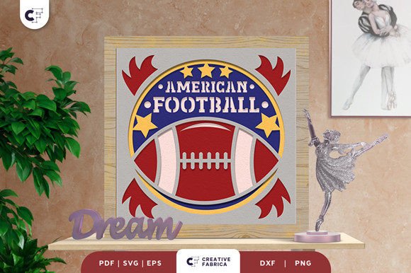 American Football Ball 3D Shadow Box: Sports 3D SVG Review