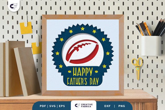 American Football Dad Shadow Box: 3D SVG for Father S Day