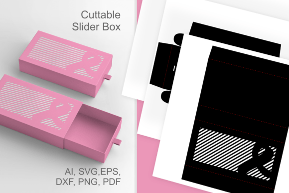 Cancer Awareness Ribbon N Stripes Box: 3D SVG Objects