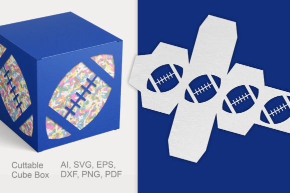 Cuttable Box with Rugby Ball Holes SVG: 3D SVG Shapes