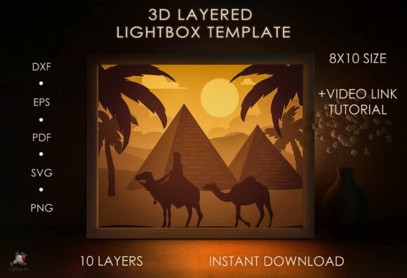 Egyptian Pyramids Shadow Box SVG: A 3D SVG Review