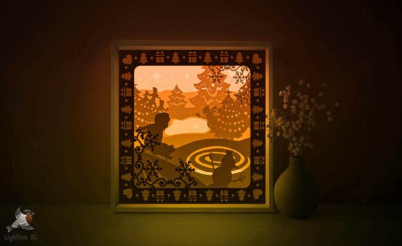 Merry Christmas Shadow Box Template: 3D SVG for Branding