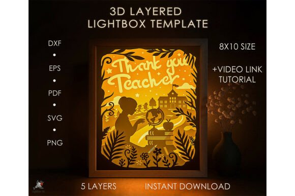 Review: Thank You Teacher Lightbox SVG Template for Crafters