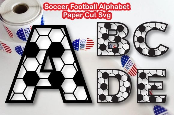 Soccer Football Alphabet Paper Cut SVG: 3D SVG Shapes