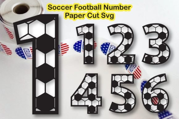 Soccer Football Number 0-9 Paper Cut SVG: Graphics & Crafts