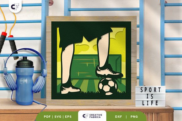 Sports 3D SVG: Soccer Game Player Shadow Box